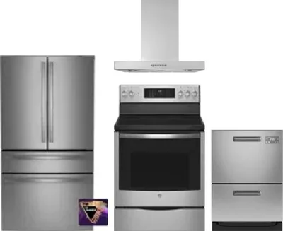 4 Piece Package Includes Refrigerator, Range, Hood And Dishwasher
